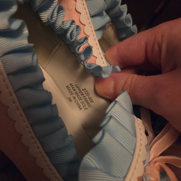 Dollskill Sugarthrillz Blue and pink satin shoes US 5 - Picture 3 of 12